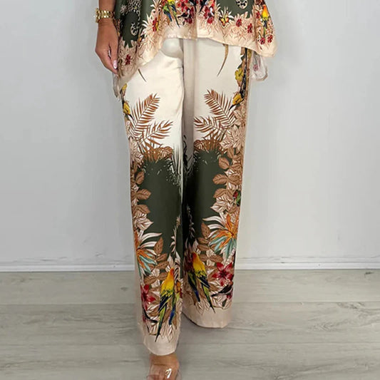 Modny damski dwuczęściowy zestaw z nadrukiem