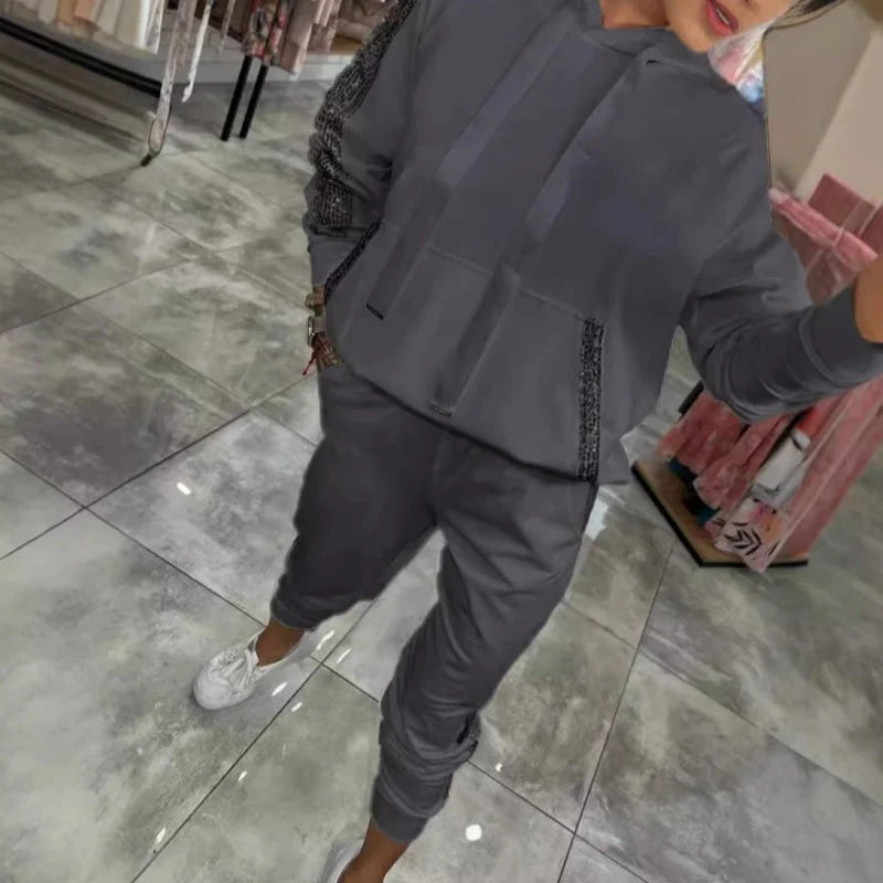 ✨Novo za jesen🔥 Ženski dvodijelni komplet od bluze i hlača s kapuljačom na vezicu