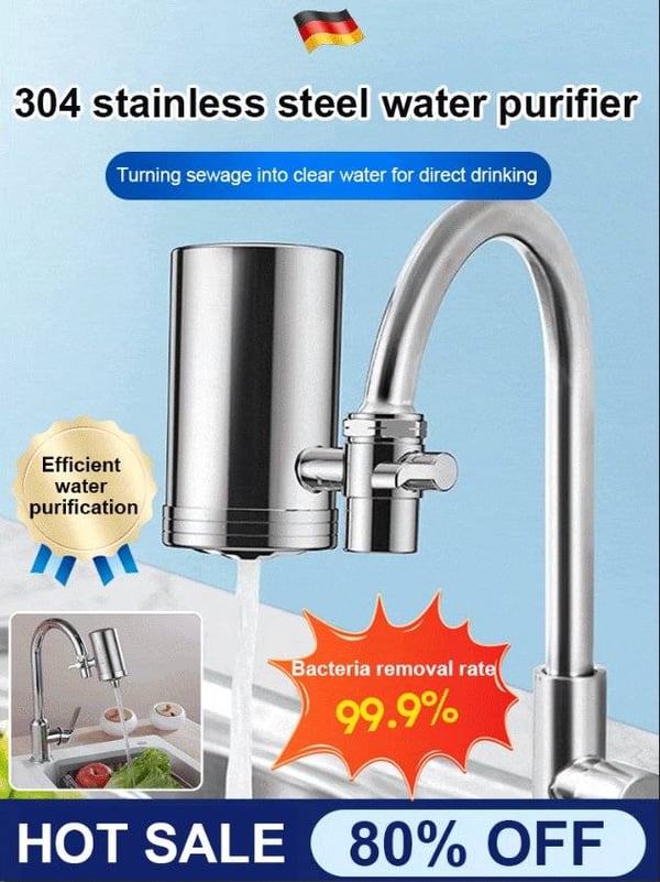Pročišćivač vode od nehrđajućeg čelika 304 💧 Izdržljiv materijal, dug vijek trajanja i čista voda svaki dan.