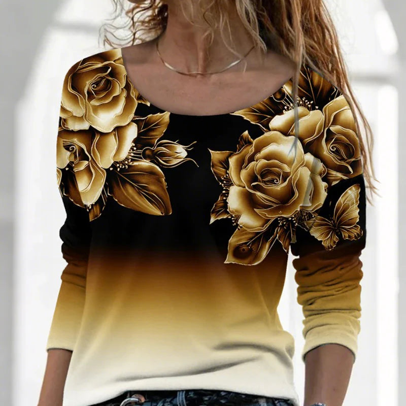 Moderna bluza s dugim rukavima i cvjetnim printom