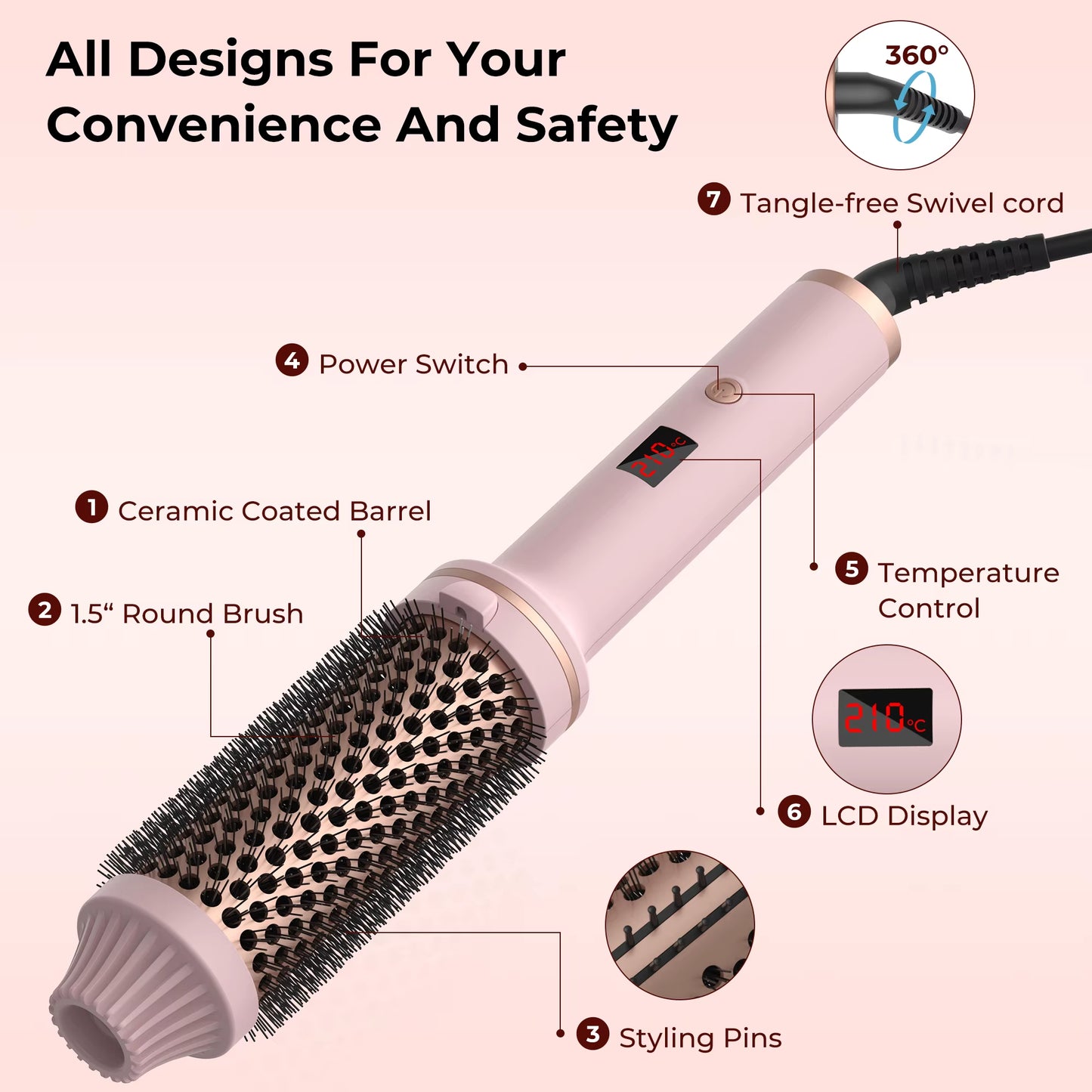 【🎁Božićna ponuda🎄】✨ 1.5” Electric Ceramic Hair Curling Brush ✨