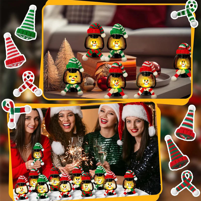 【🎁Božićna ponuda🎄】Božićni ukras Mini snjegović lampa sa šeširom i šalom