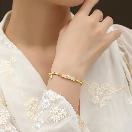 【🎁Božićna ponuda🎄】Ženska narukvica od bambusa s lančićem