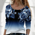 Moderna bluza s dugim rukavima i cvjetnim printom