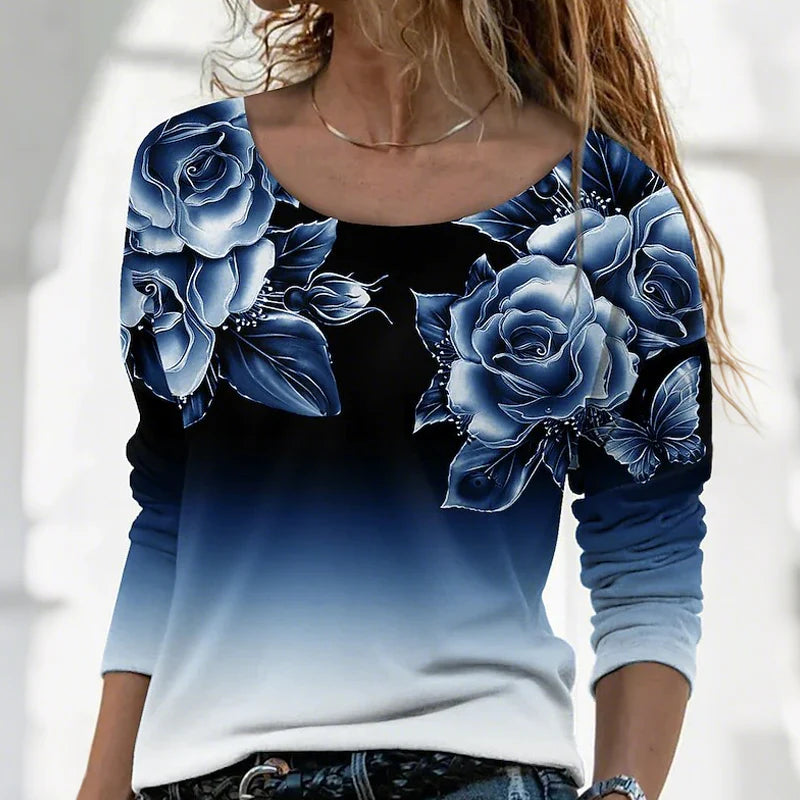 Moderna bluza s dugim rukavima i cvjetnim printom