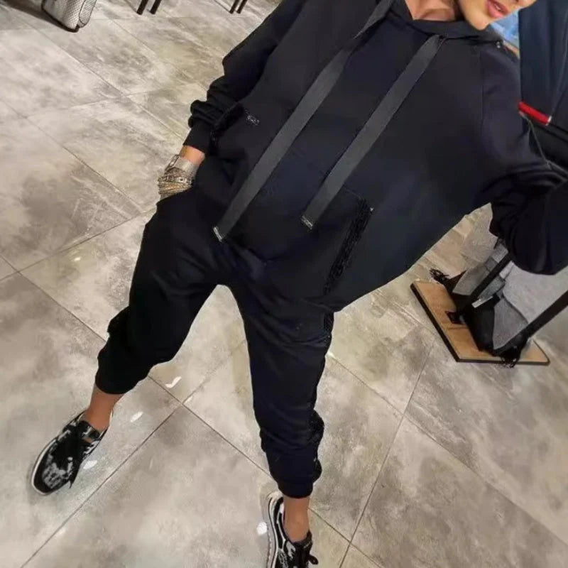 ✨Novo za jesen🔥 Ženski dvodijelni komplet od bluze i hlača s kapuljačom na vezicu