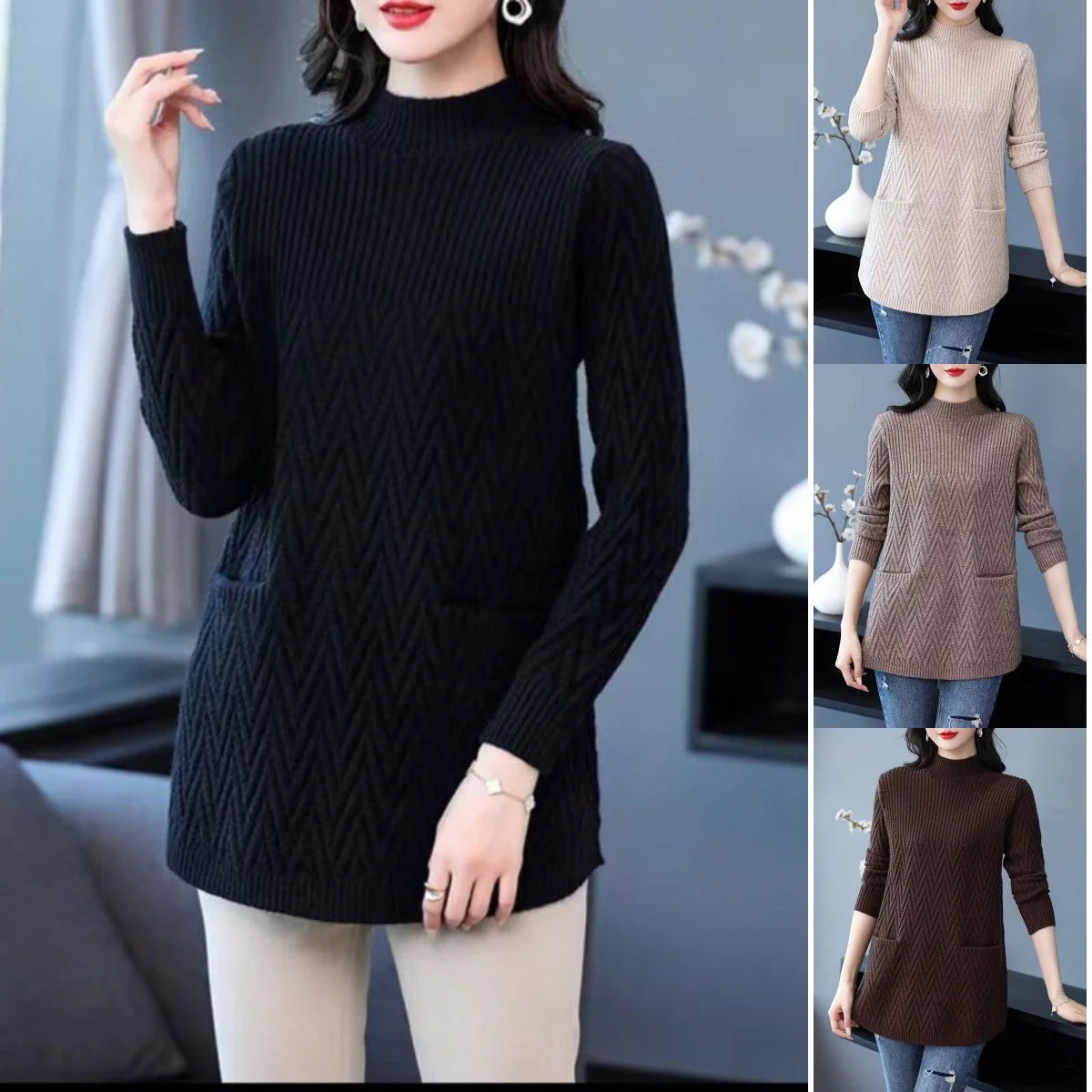 Zimski popust ✨Ženski pulover s dolčevitom srednje duljine