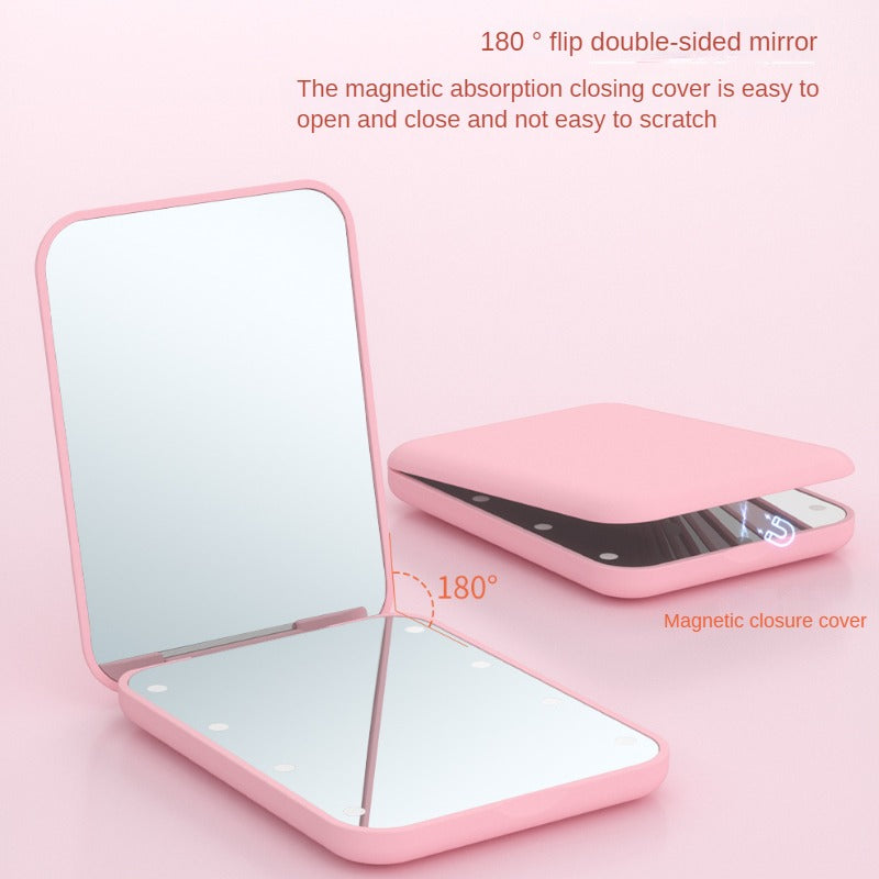 【🎁Božićna ponuda🎄】Mini ogledalo za šminkanje s LED osvjetljenjem – 2x uvećanje, kompaktno i sklopivo, vaš ultimativni pratitelj ljepote u pokretu!