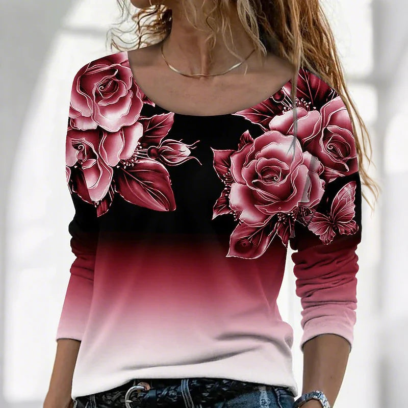 Moderna bluza s dugim rukavima i cvjetnim printom