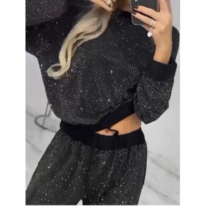 【🎁Božićna ponuda🎄】Široki top sa šljokicama i široke hlače (set od 2)