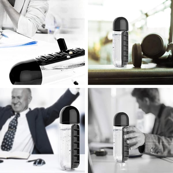 （🔥Kupi 1 dobi 1 gratis🔥）Boca za vodu dva u jednom, čaša za vodu, kutija za tablete za 7 dana, 7 rešetki, vanjska, prijenosna, višenamjenska