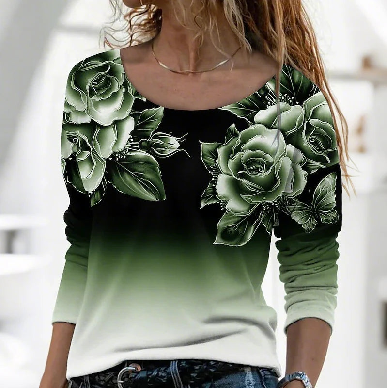 Moderna bluza s dugim rukavima i cvjetnim printom