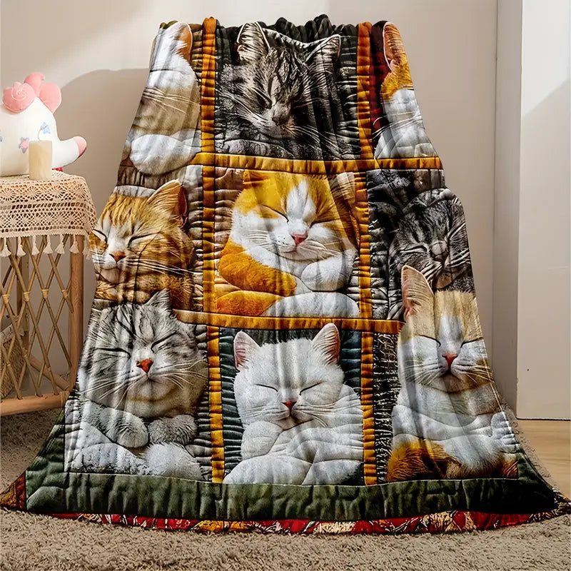 Deka s uzorkom uspavane mačke