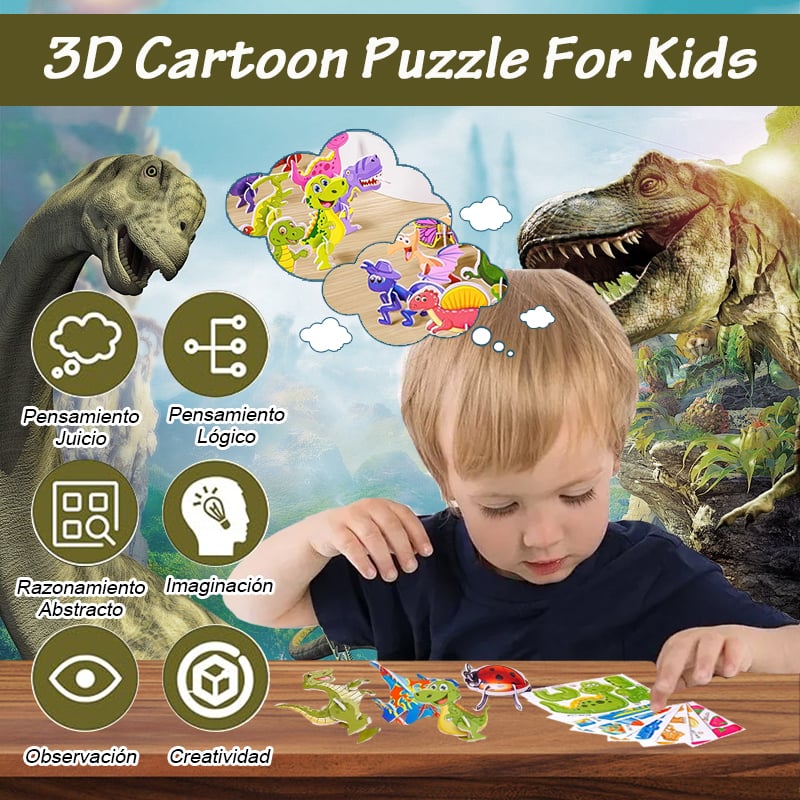 Edukacyjne puzzle 3D z kreskówkami