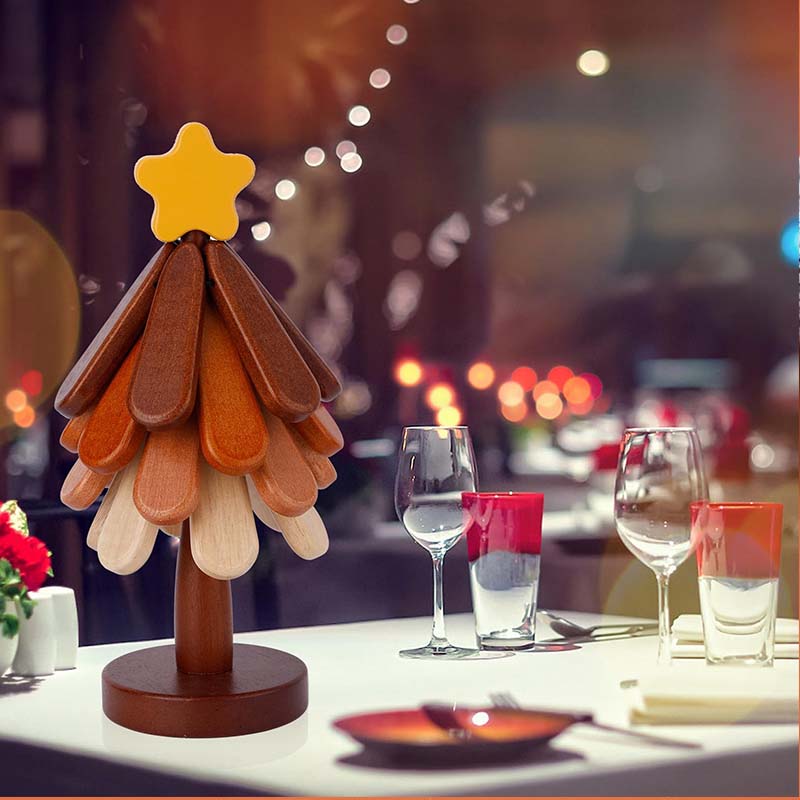 【🎁Božićna ponuda🎄】Drveni podmetač za topla jela u obliku stabla sa zvijezdom ili jabukom.